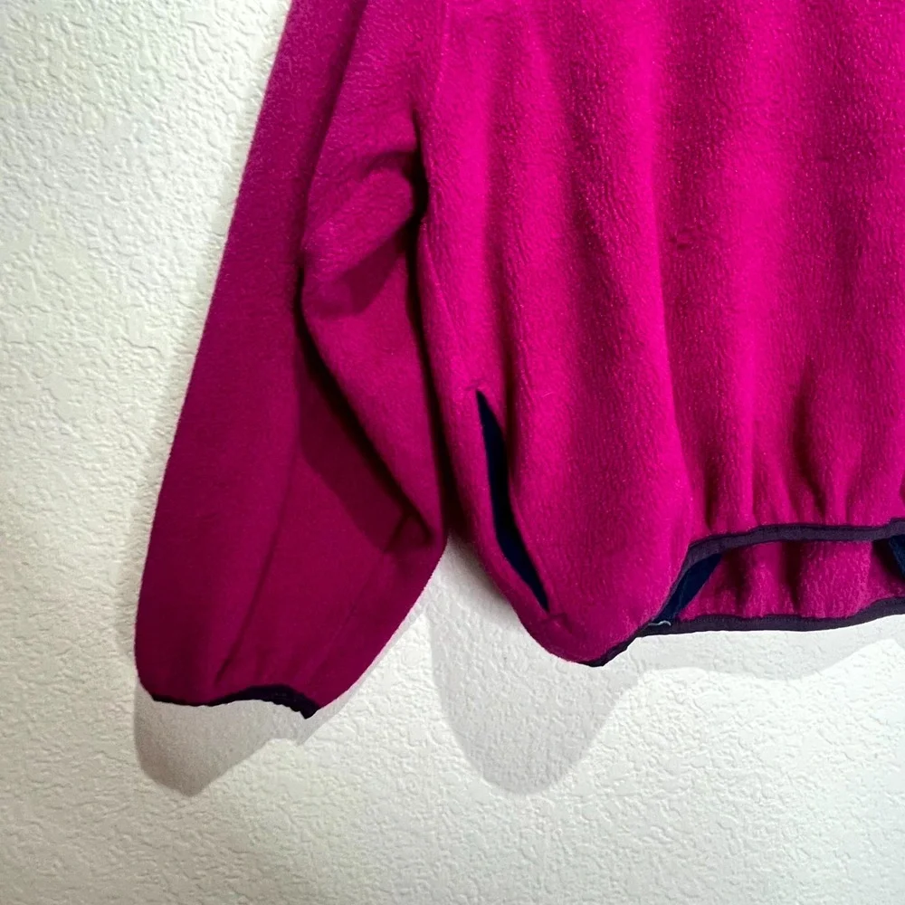 Vintage‎ L.L. Bean Anorak Fleece Jacket Kids Large Fuchsia USA Made Quarter Snap